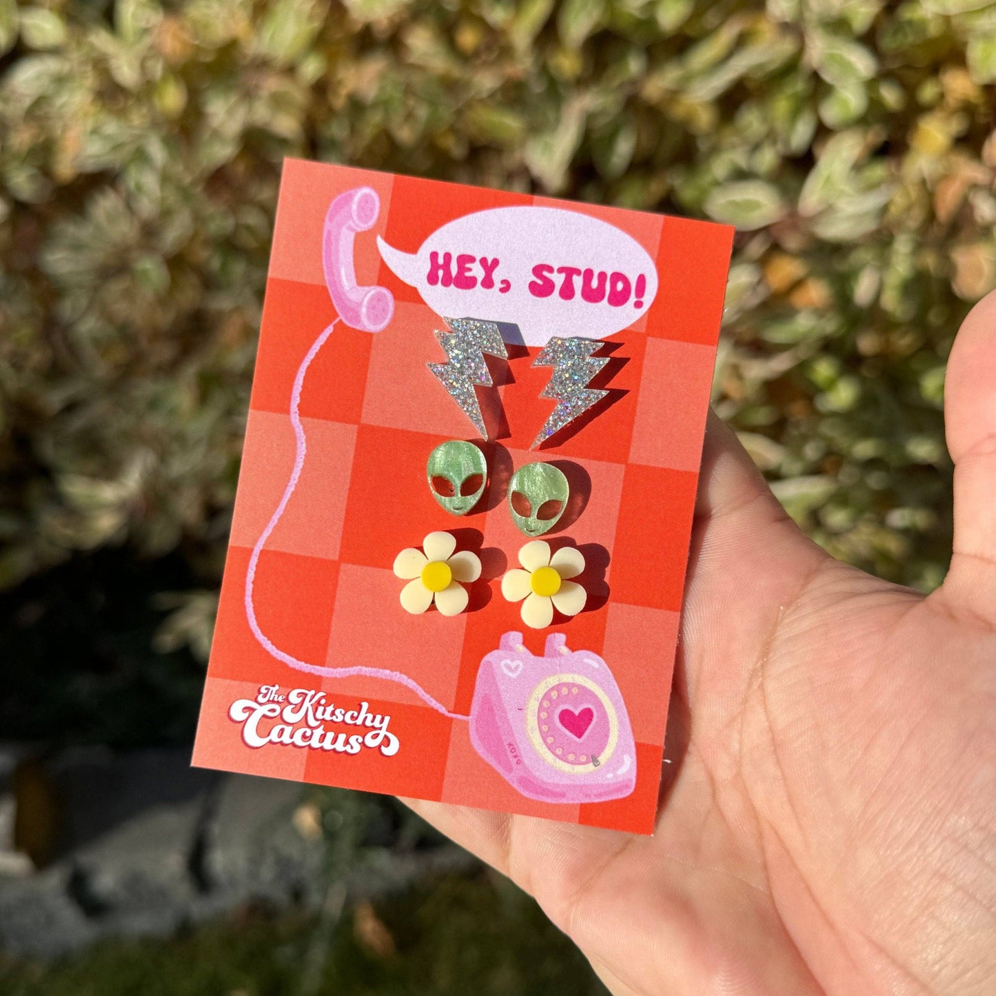 The Kitschy Cactus - Hey Stud #3- Cute Acrylic Stud Earrings