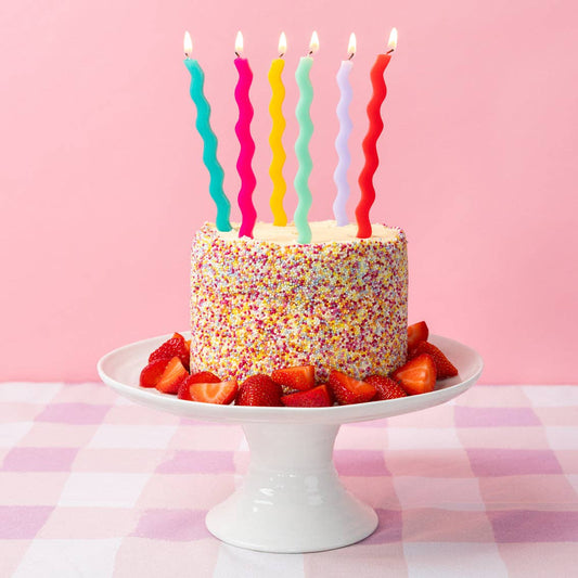 Talking Tables USA - Colorful Wavy Tall Birthday Candle | 12 Pack | Birthday |