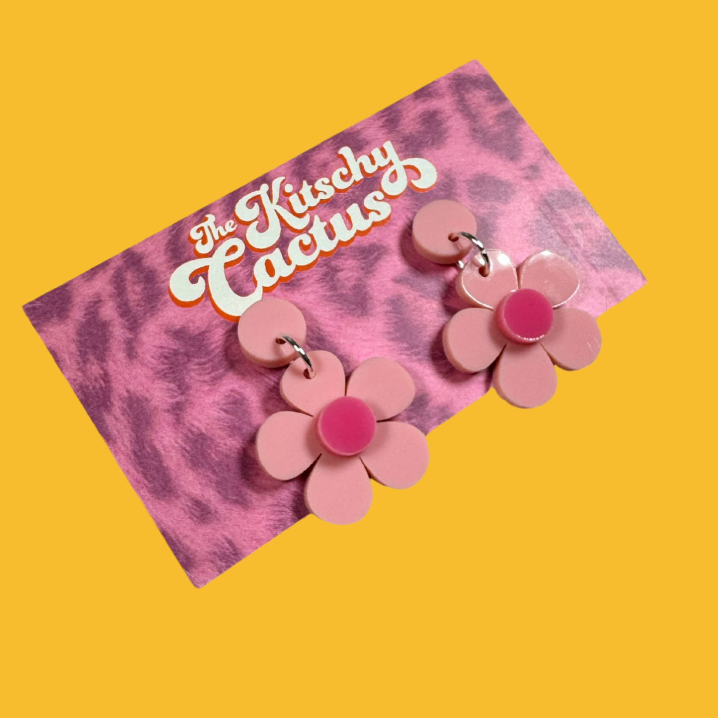 The Kitschy Cactus - Sugar Town (mini)-Pink Flower Earrings