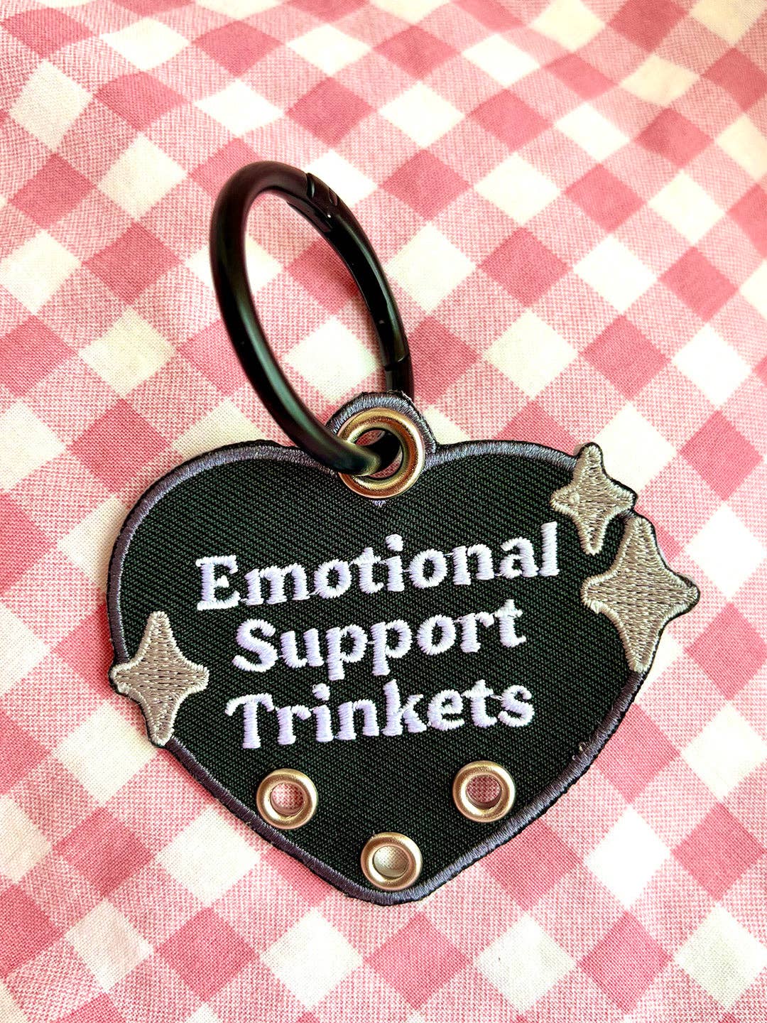 Maobabie - Emotional Support Trinkets Heart Embroidered Keychain
