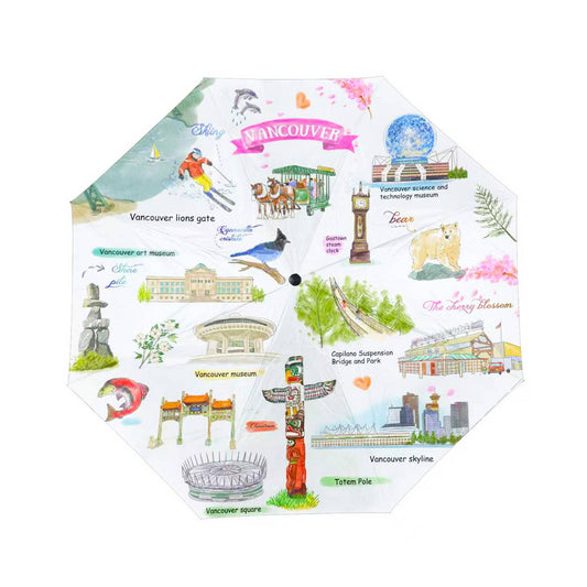 Vancouver Landmark Folding Umbrella UV Sun and Rain