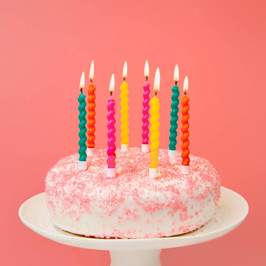 Talking Tables USA - Twisted Rainbow Birthday Candles | 8 Pack | Birthday Party |