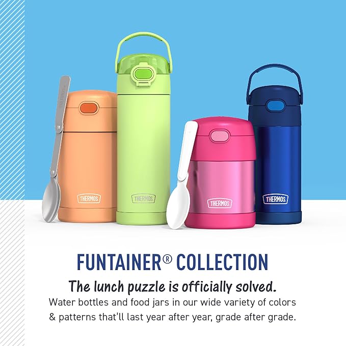 Thermos - 470ml FUNtainer Water Bottle with Spout and Locking Lid, Strawberry Smiles