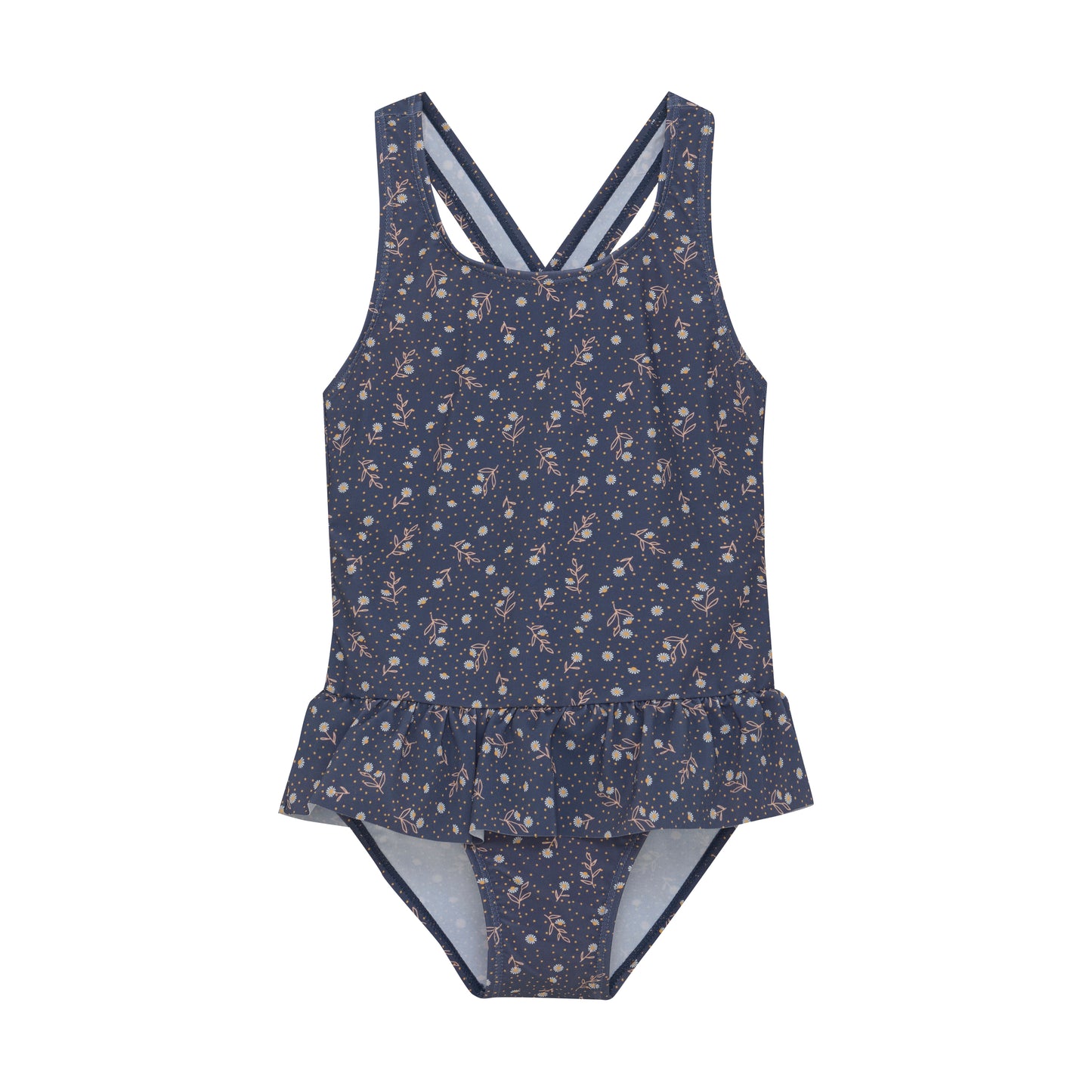 Color Kids 1 pc Swimsuit Blue Micro Flowers with Ruffles - 6Y