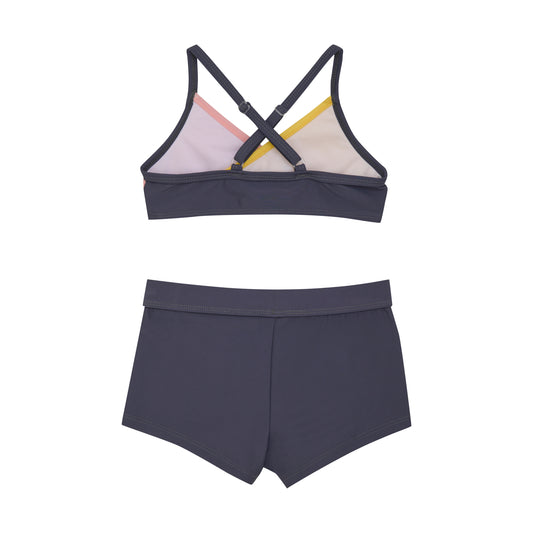 Color Kids 2 pc Swimsuit Color block Blue Purple Green - 6Y