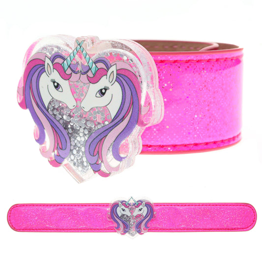 Frog Sac - Unicorn Slap Bracelet with Glitter Shaker Charm