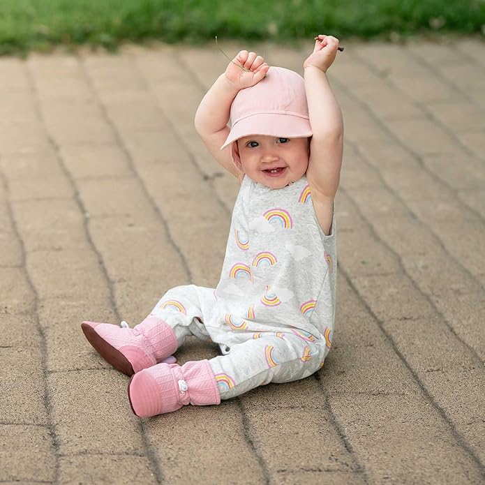 Jan & Jul - Adjustable Stay-Put Lite Booties for Babies, Cotton Blend - Dusty Pink