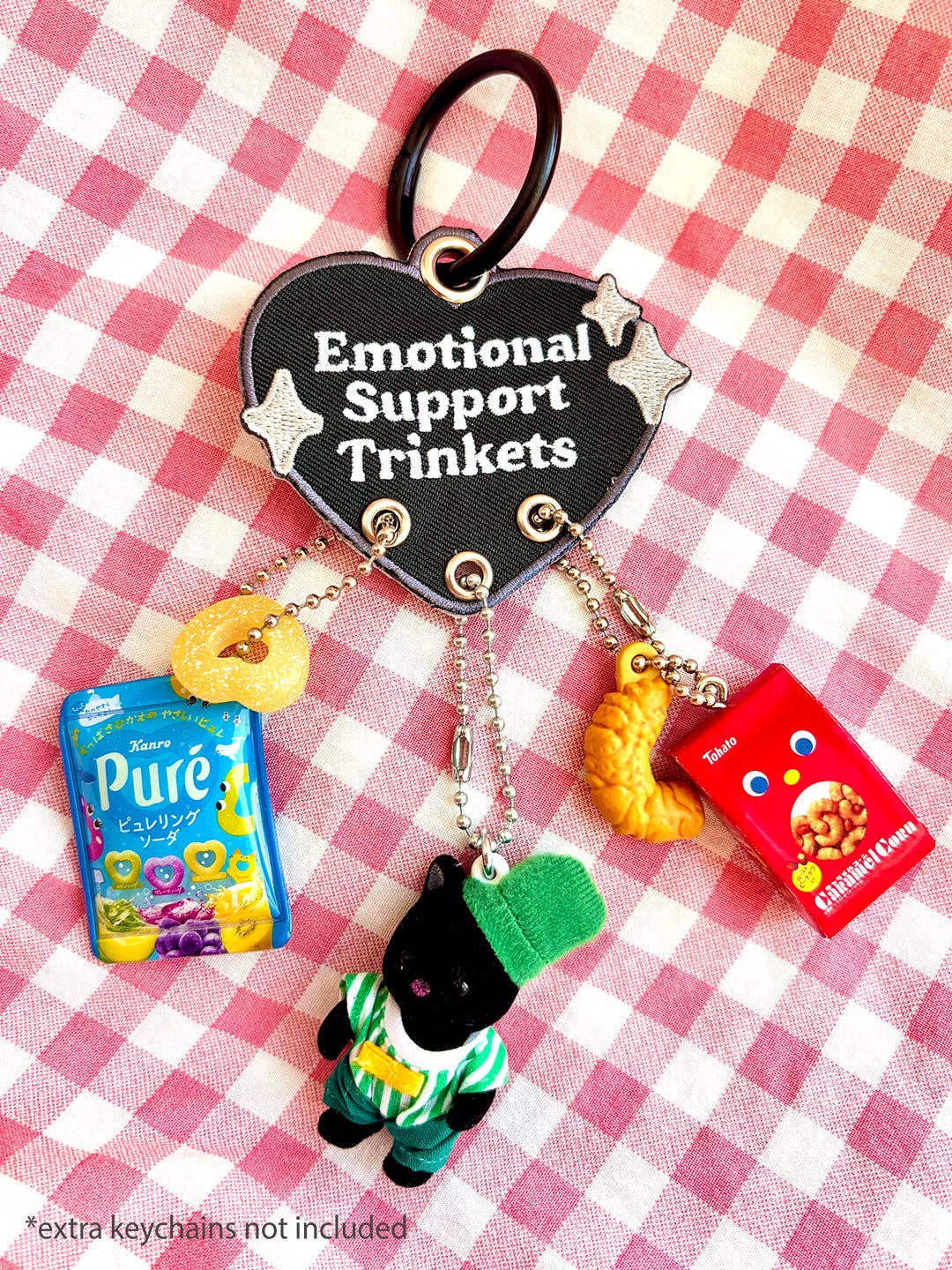 Maobabie - Emotional Support Trinkets Heart Embroidered Keychain