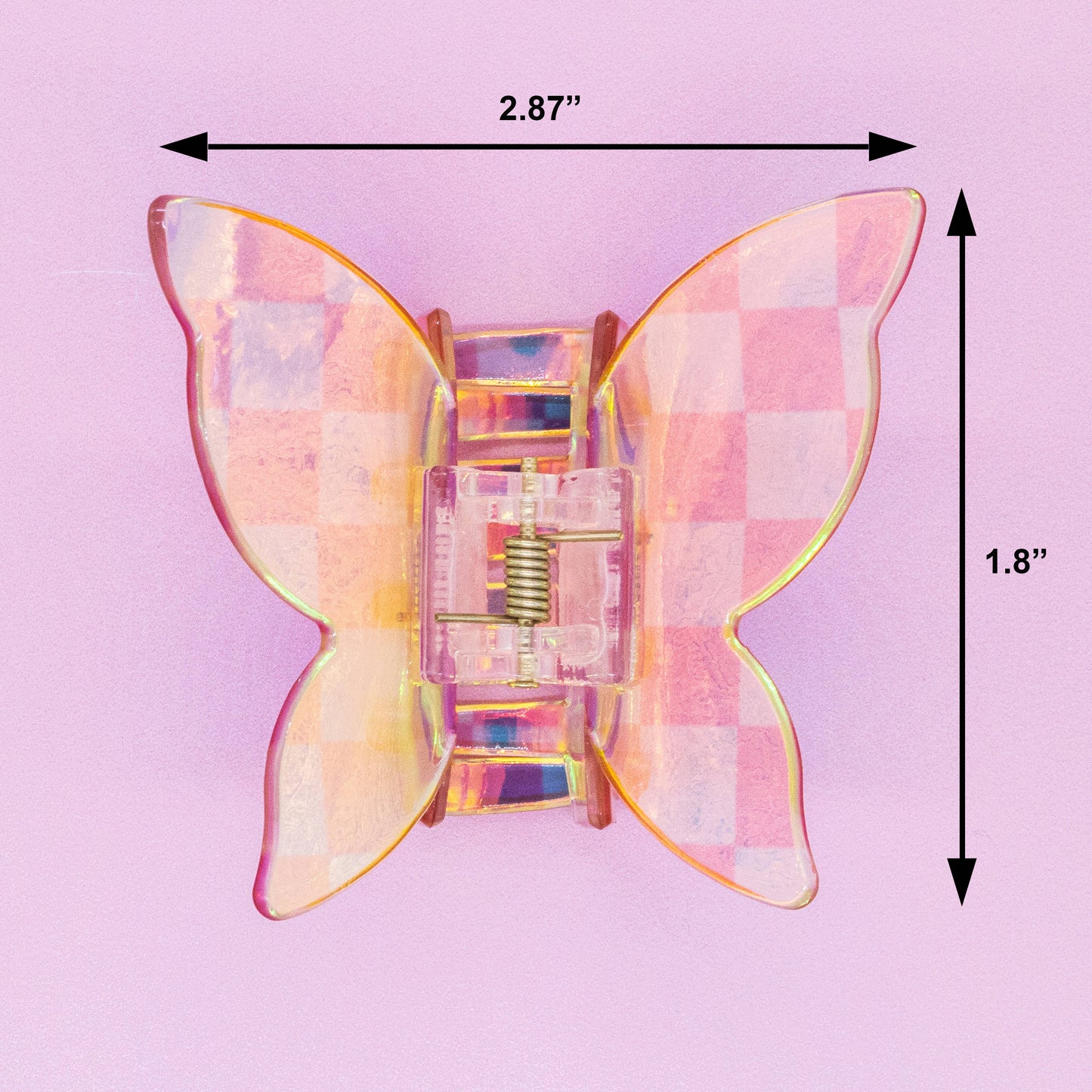 Frog Sac - Medium Iridescent Checkered Butterfly Hair Claw Clip