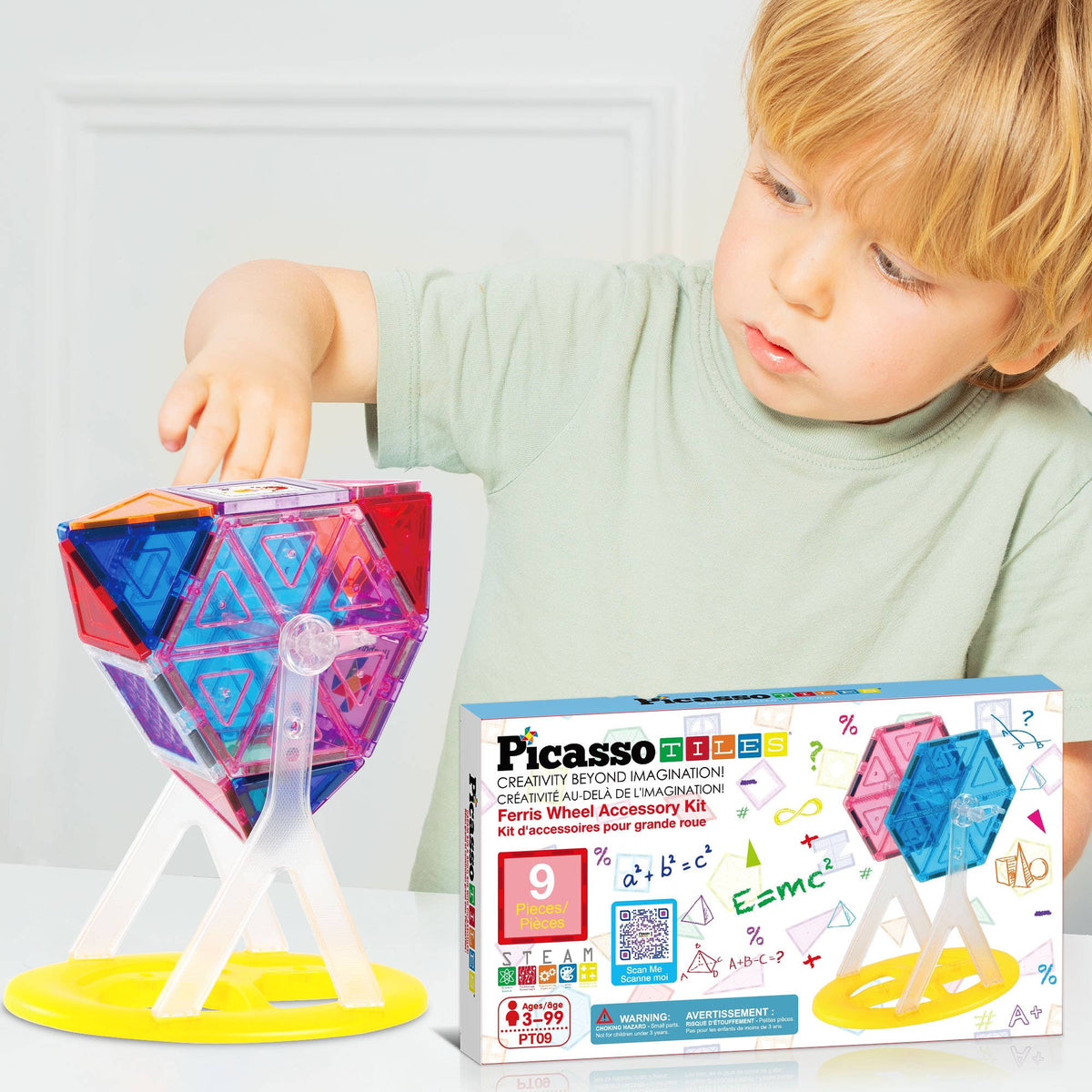 PicassoTiles 9pc Ferris Wheel Magnetic Tile Building Set
