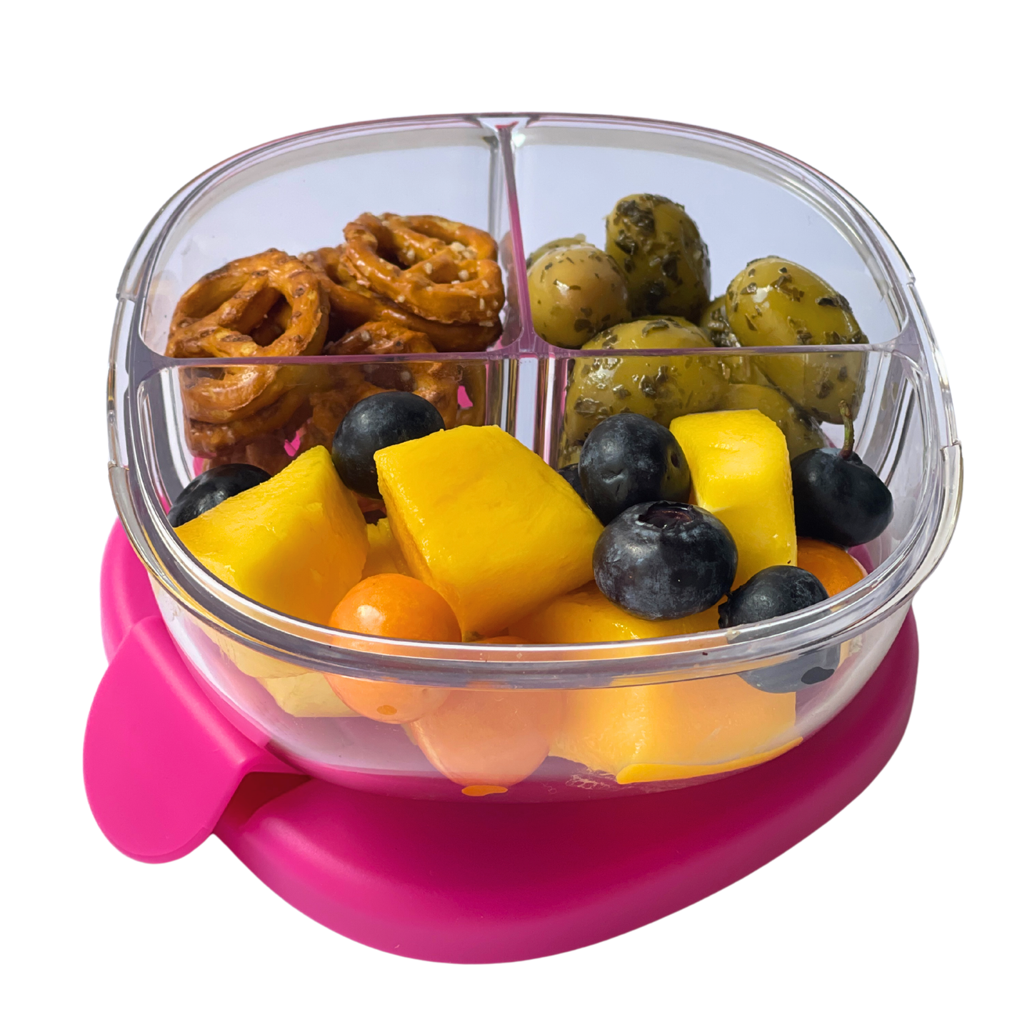 Yumbox - Leakproof Snack Bowl with 3 Compartments - Raspberry Pink