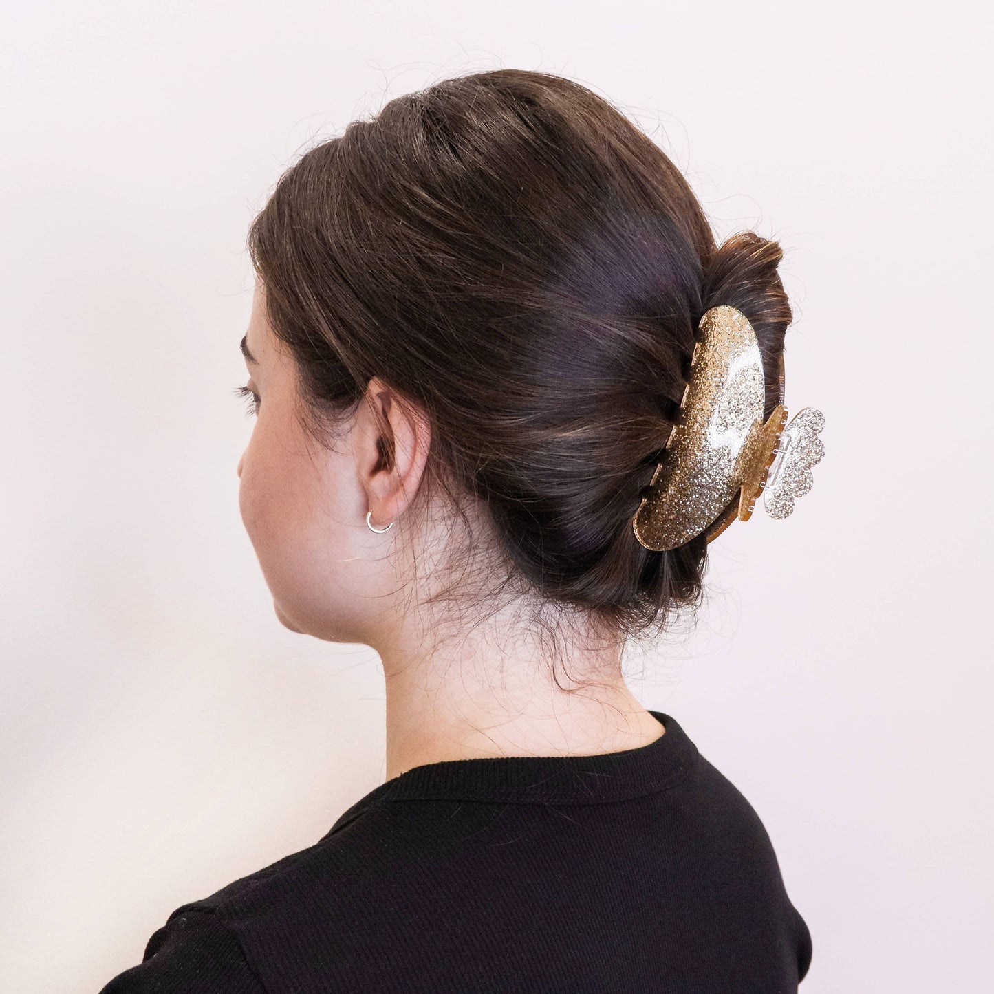 Frog Sac - Medium Round Glitter Hair Claw Clip