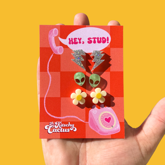 The Kitschy Cactus - Hey Stud #3- Cute Acrylic Stud Earrings