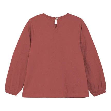 Minymo - Burgundy Long Sleeve Peasant Blouse - 5 Years