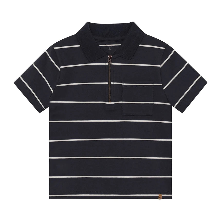 Minymo - Striped Polo with Zipper Detail