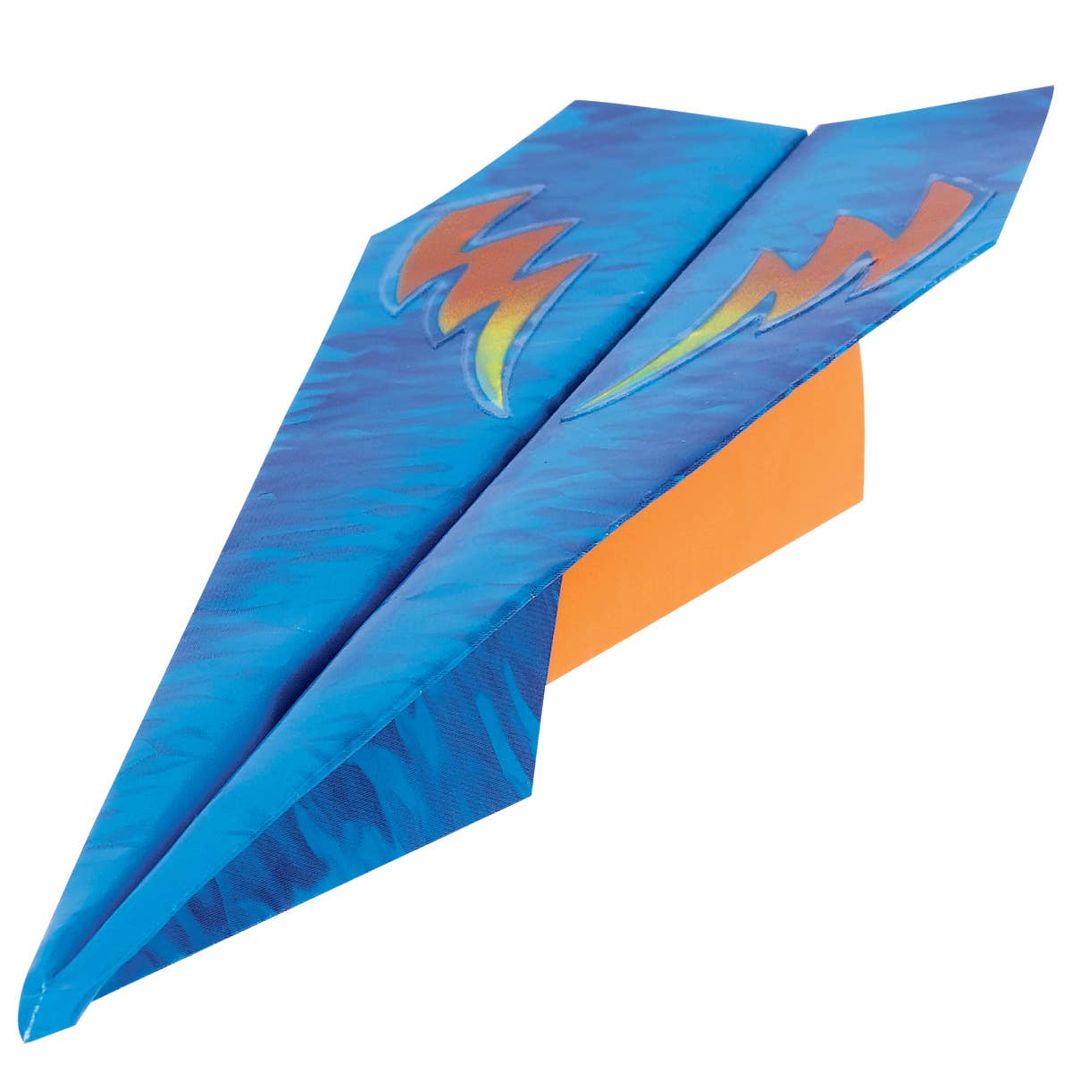 Blue and orange arrow with flame design on a white background