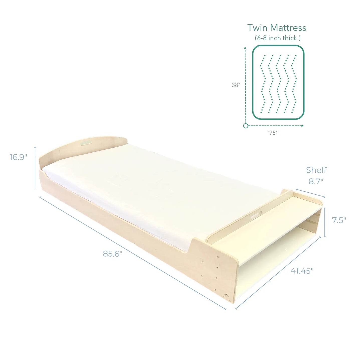 CHERRY - Montessori Floor Bed with Shelves