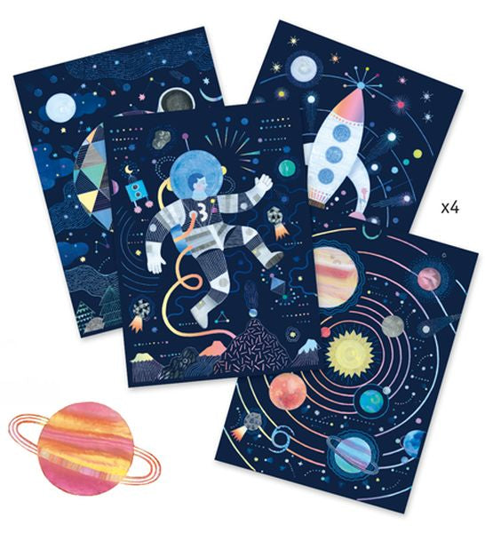 Djeco - Scratch Cards Art Activity: Cosmic Mission