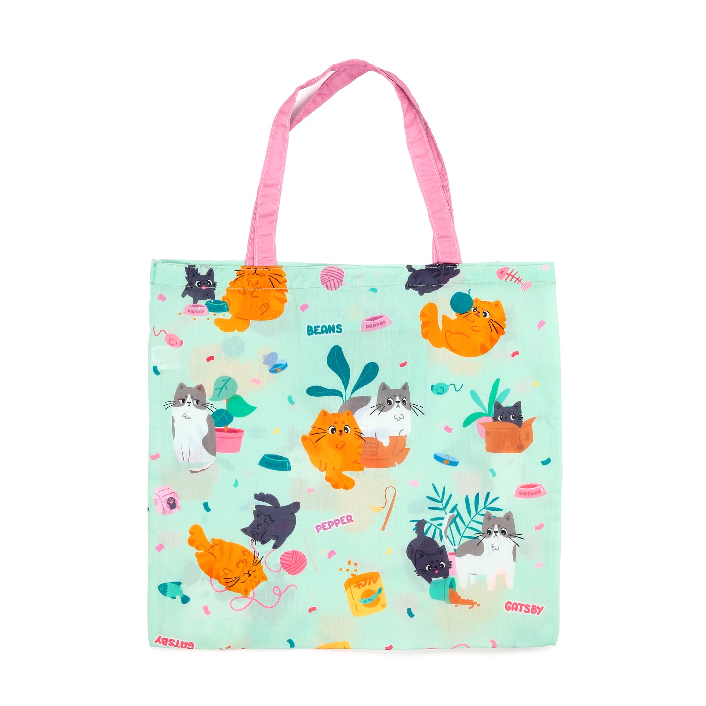 Puckator Foldable Reusable Shopping Bag Beans & Co Cats
