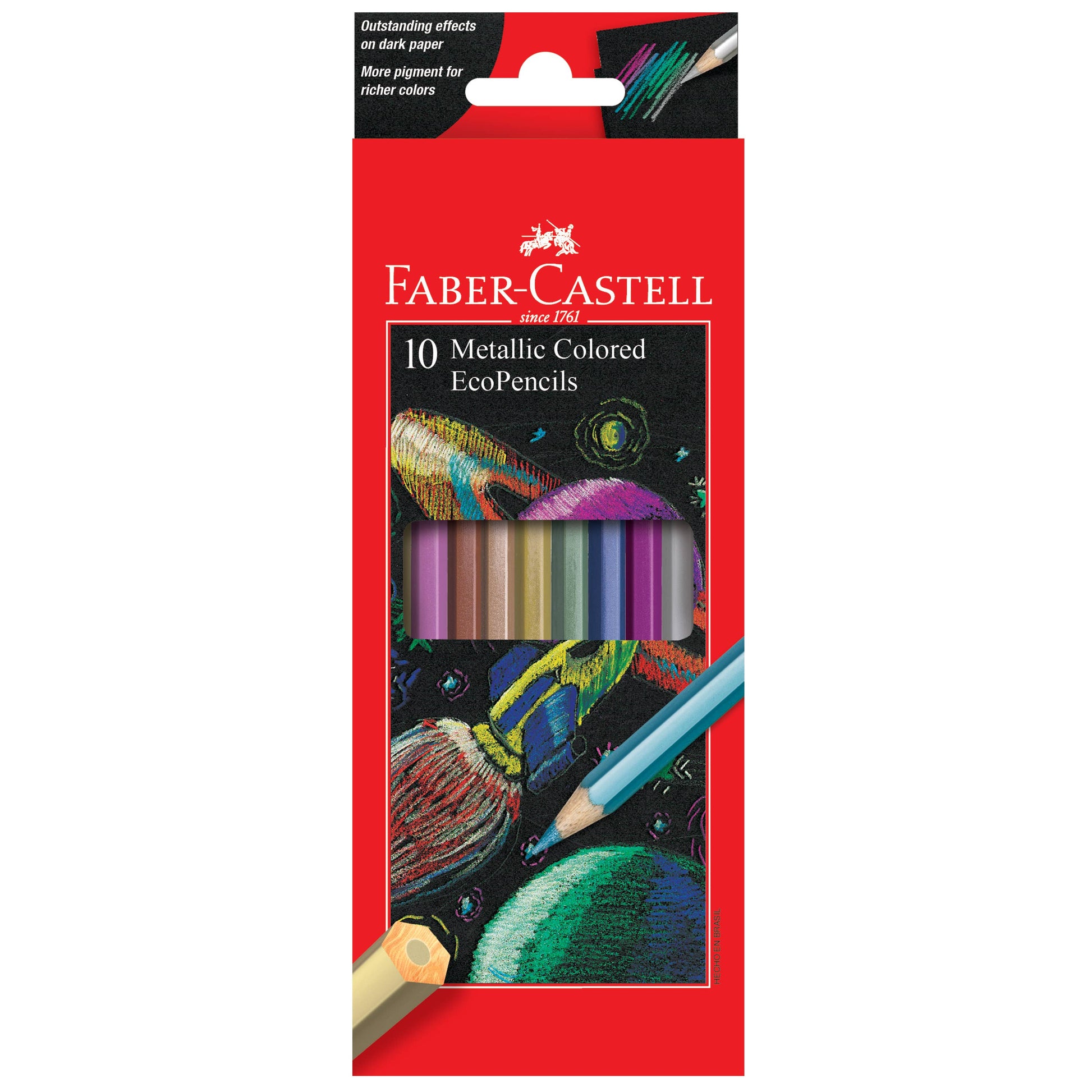 Faber-Castell metallic colored ecoPencils packaging on a white background