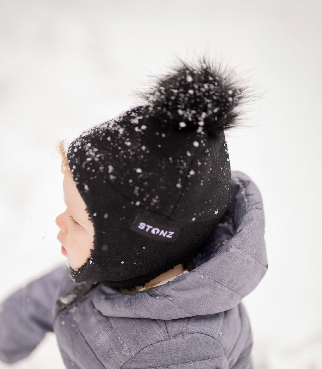 Stonz Fleece Hat for Baby and Toddler - Sherpa Lined with Chin Strap