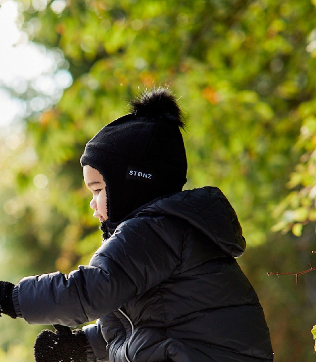 Stonz Fleece Hat for Baby and Toddler - Sherpa Lined with Chin Strap