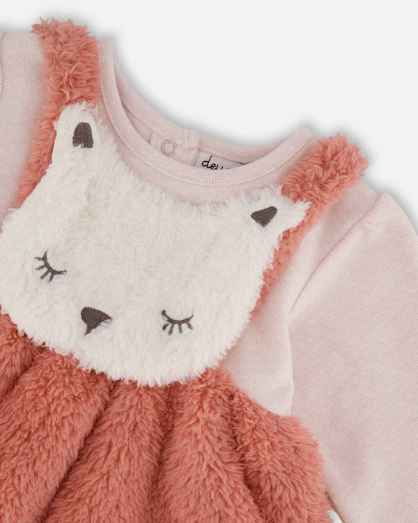 Deux par Deux - Bi-Material Dress And Leggings Set Old Pink