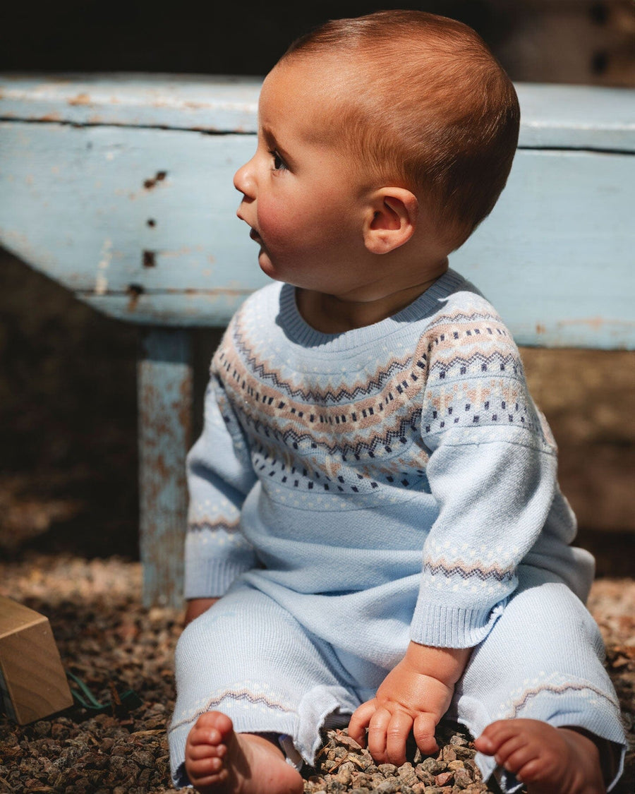 Deux Par - Deux Knitted Jacquard Romper - Celestial Light