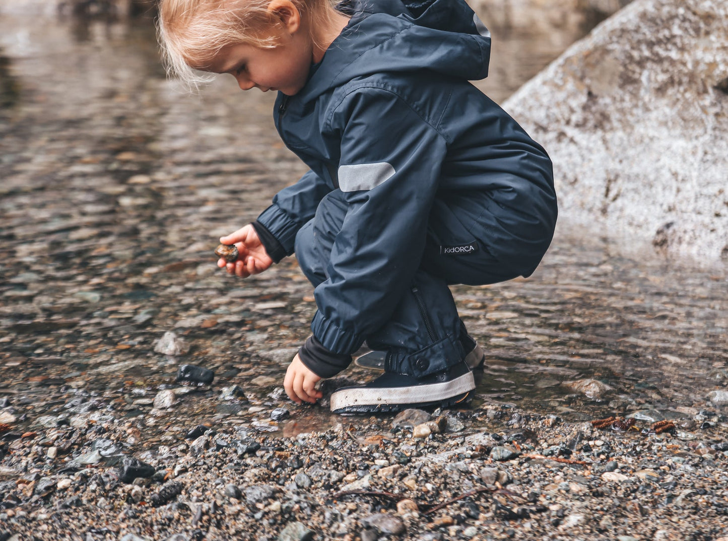 KidORCA Kids Rain Boots with Above Knee Waders- Navy