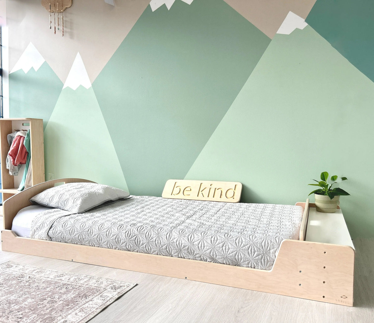 CHERRY - Montessori Floor Bed with Shelves