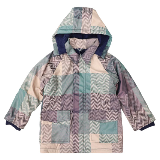Korango Sherpa Lined Check Raincoat Green