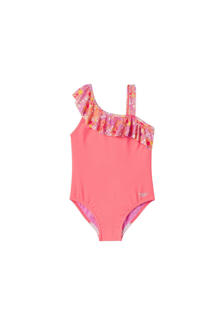 Speedo - Speedo Girls Asymmetrical Ruffle One Piece Swimsuit