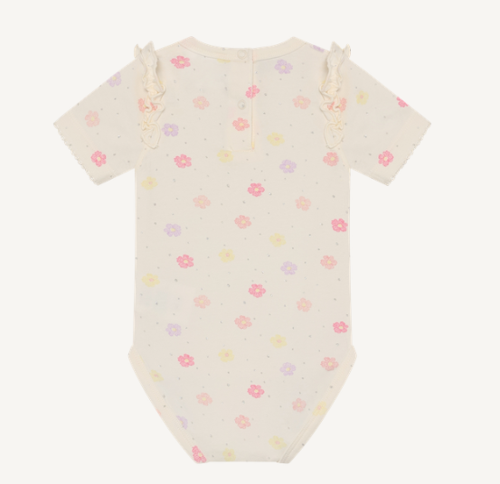 Minymo - All Over Print Floral Short Sleeve Bodysuit