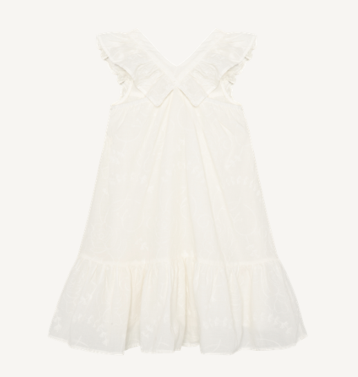 Minymo - V-Shaped Straps Embroidered Dress