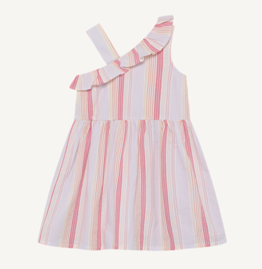 Yoto - Asymmetrical Strap Ruffle Dress