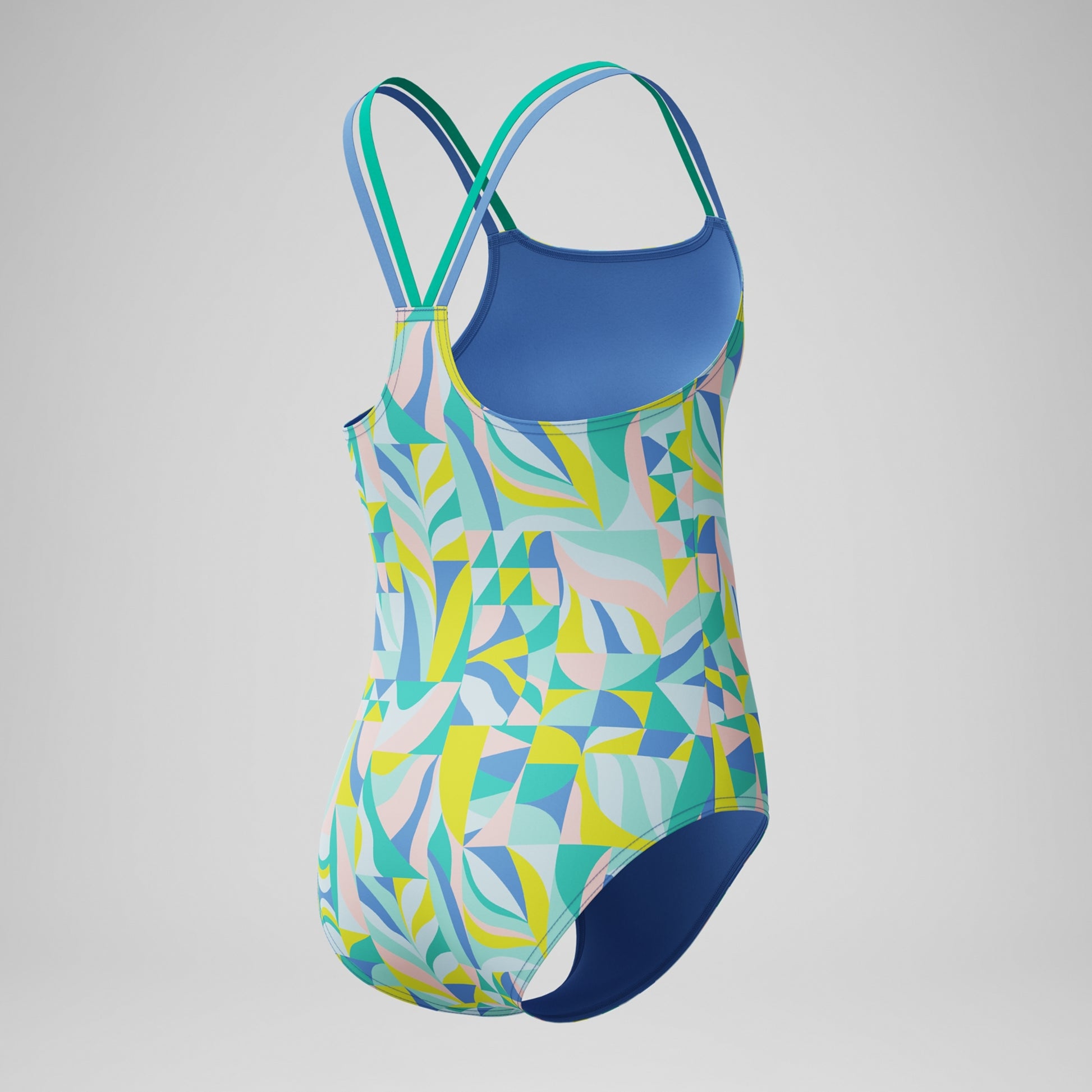 Speedo Strappy Printed One Piece Swimsuit Marine Green 2