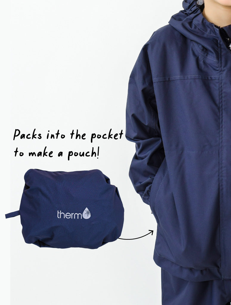 Therm Kids 10K Packaway Rainshell - Navy