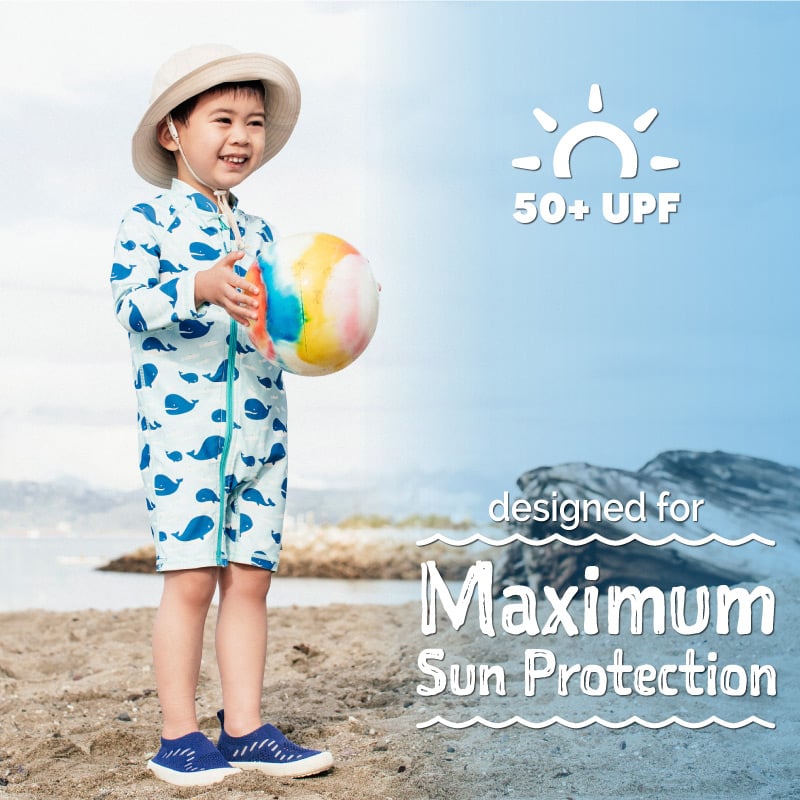 Jan & Jul 1-pc UV Jumpsuit - Blue Whale
