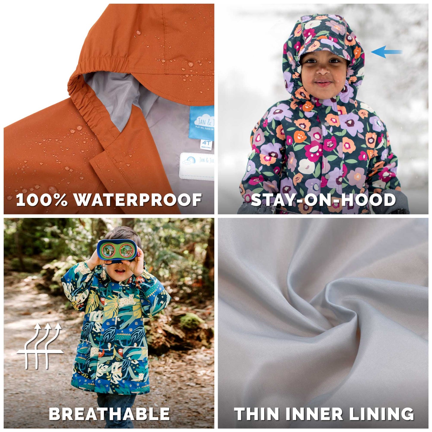 Jan & Jul -  Puddle-Dry Waterproof Rain Jacket - Yellow