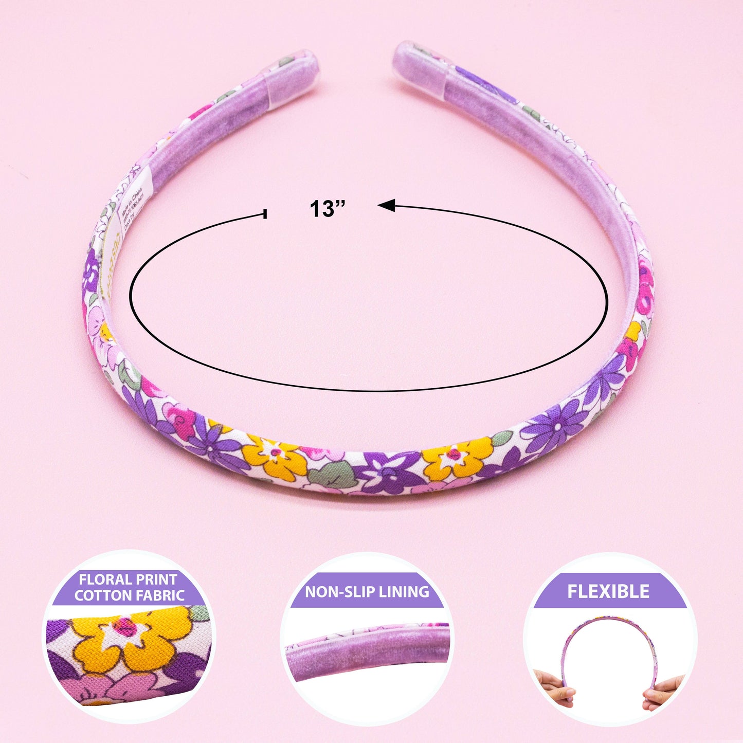 Frog Sac - Thin Floral Headband - Non Slip Hair Accessories for Kids