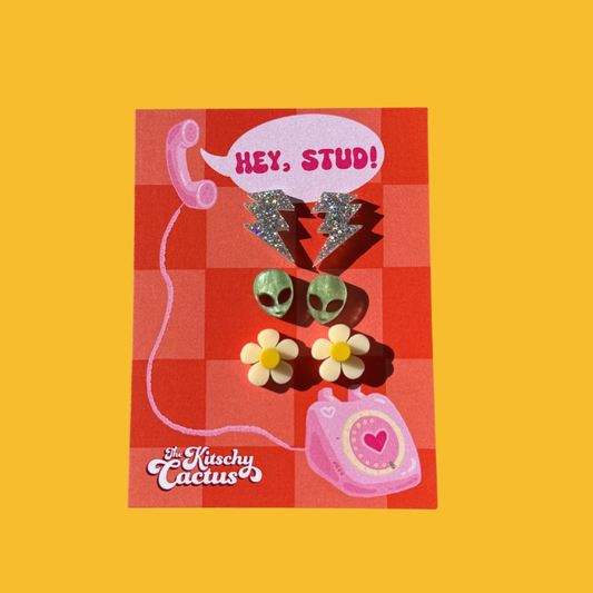 The Kitschy Cactus - Hey Stud #3- Cute Acrylic Stud Earrings