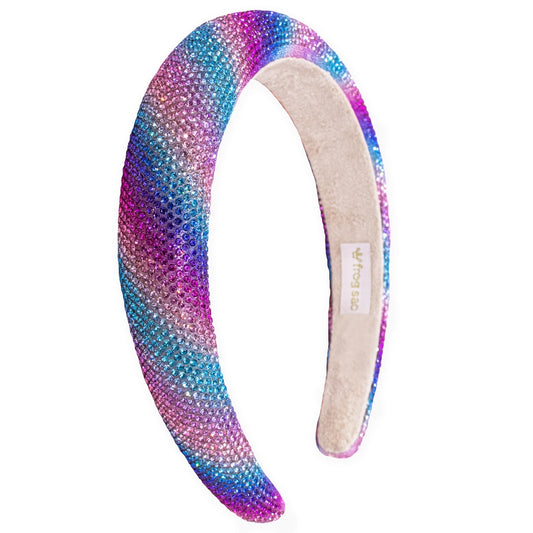 Frog Sac - Rhinestone Headband - Padded Rainbow Hair Band