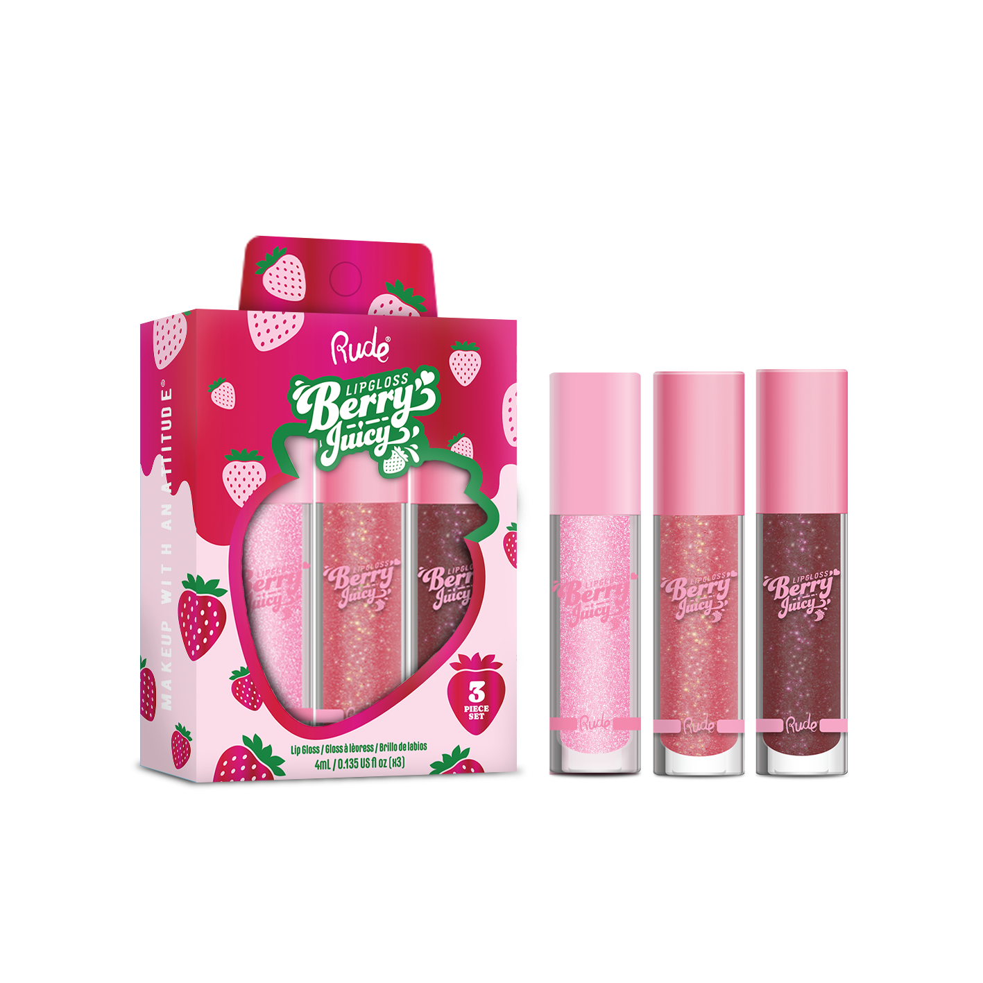 Rude Cosmetics - Berry Juicy Lip Gloss Trio Set