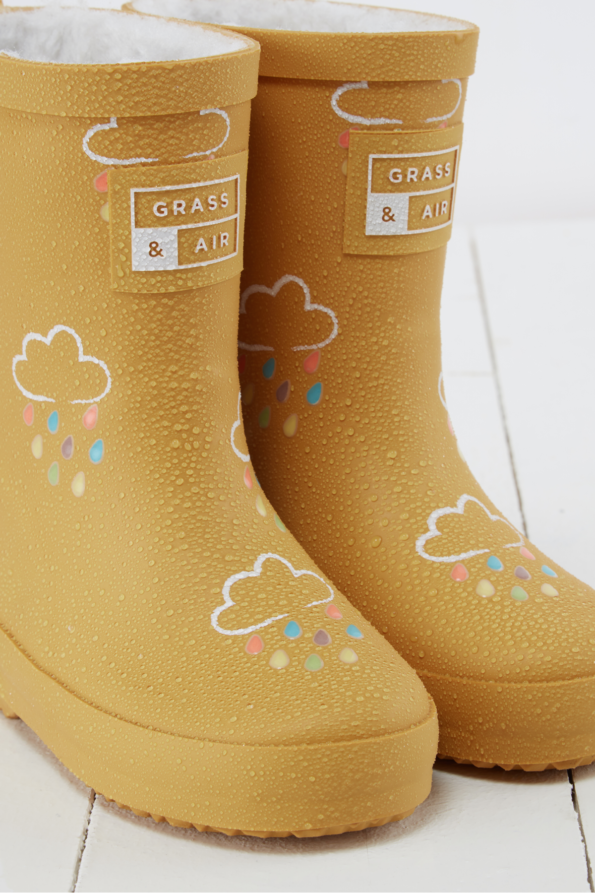 Grass & Air - Ochre Colour-Changing Kids Winter Wellies