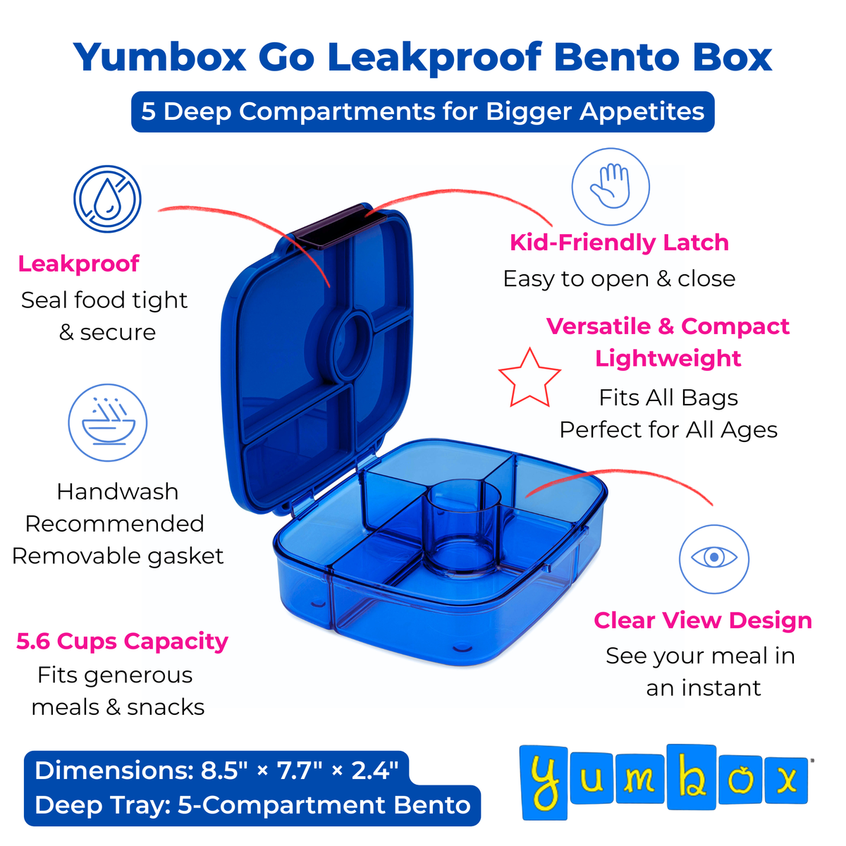 Yumbox - Yumbox Go Leakproof Bento Lunch Box – 5 Compartment, 5.6 Cup