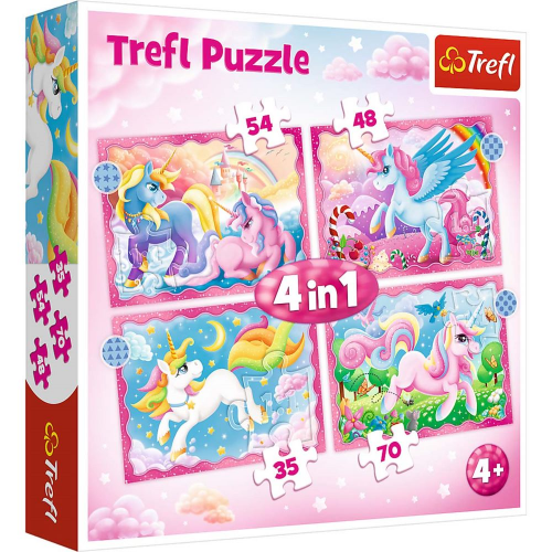 Trefl Puzzle - 4in1 - UNICORNS AND MAGIC - 35/48/54/70pcs