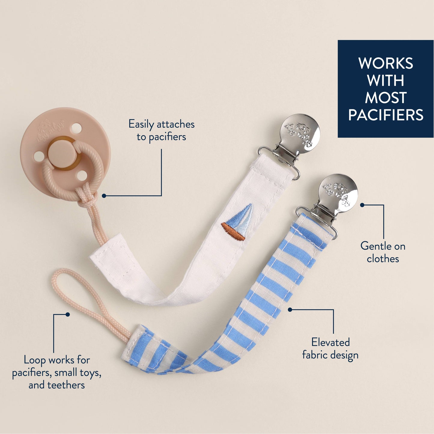 Itzy Ritzy - Itzy Clip - Fabric Pacifier Strap
