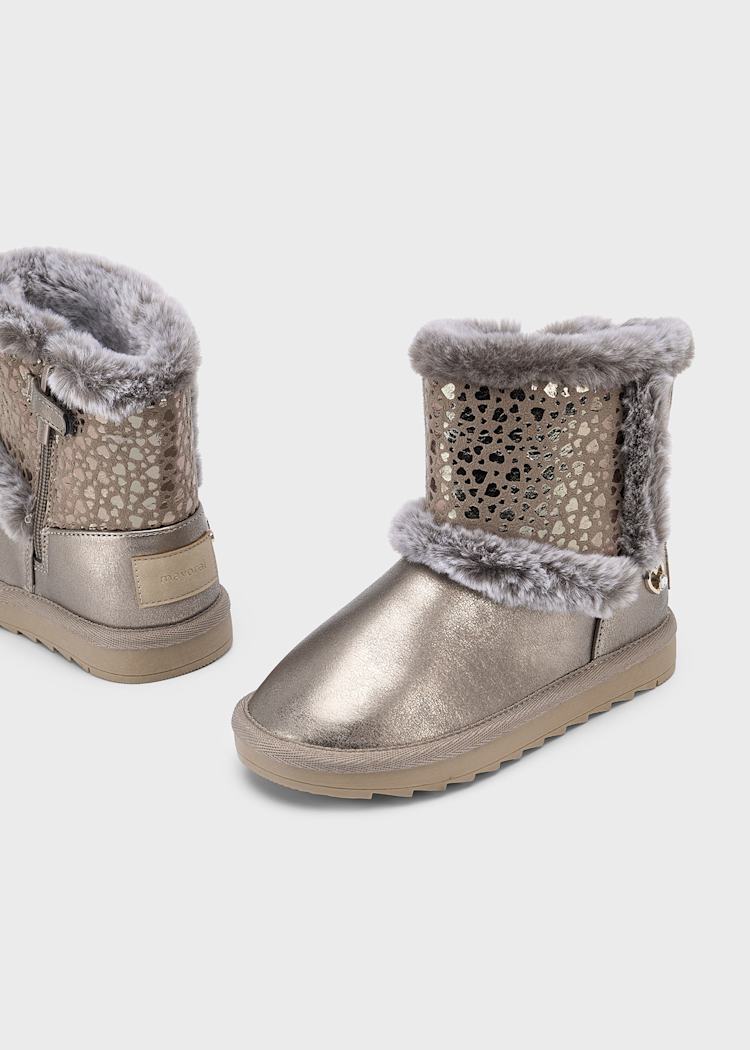 Mayoral - Girl Faux Fur Lined Boots - Metallic Taupe