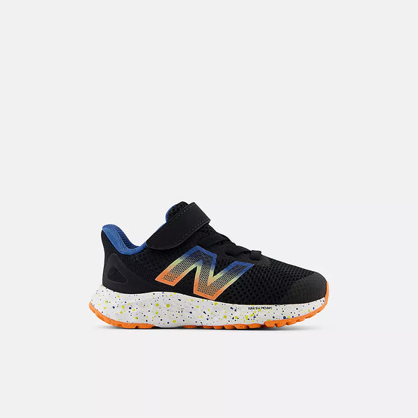 New Balance Fresh Foam Arishi v4 Running Shoe - Bungee Lace - Toddler - Black with Blaze Orange