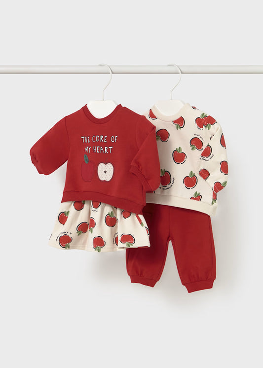 Mayoral - Newborn 4-Piece Set - Core of My Heart Red